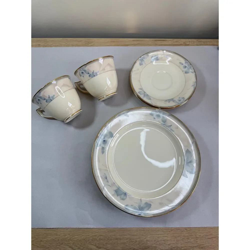 Vintage Mikasa Fine Ivory Floral Blush Cup Saucer Plate Trio Japan Gold Trim